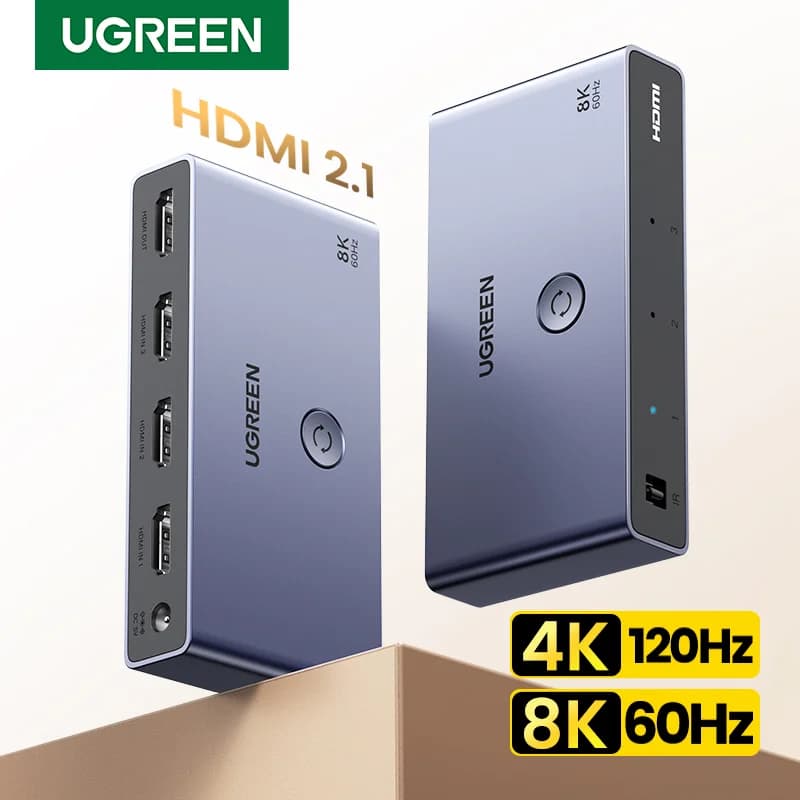 HDMI 2.1 perjungiklis, 3 įėjimai - 1 išvestis, 8K, nuotolinio valdymo pultas