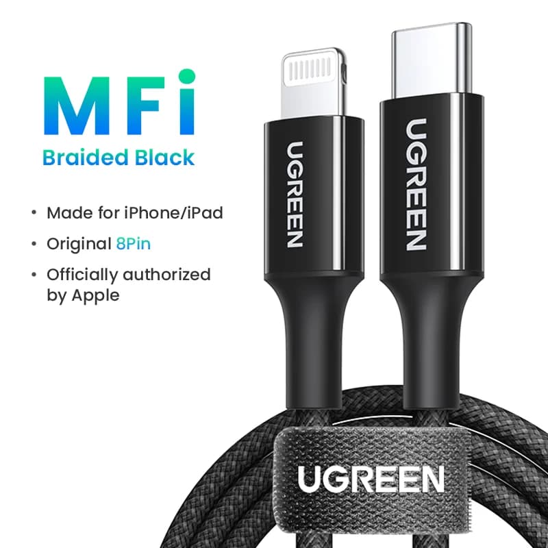 USB-C į Lightning kabelis, 20W PD, MFi