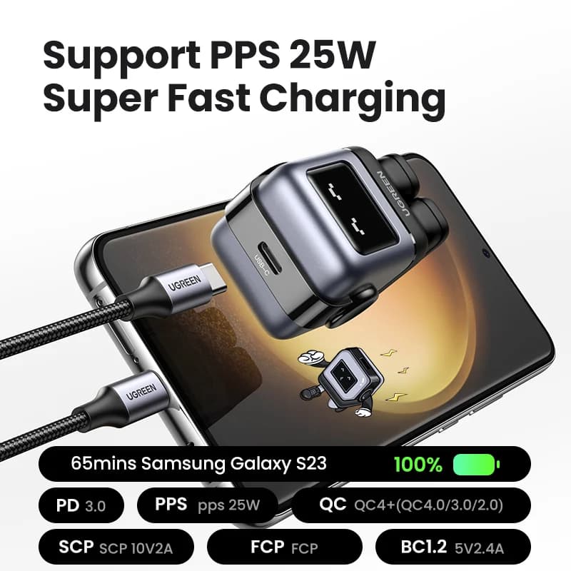 30W/65W GaN USB-C greitis įkroviklis su PPS