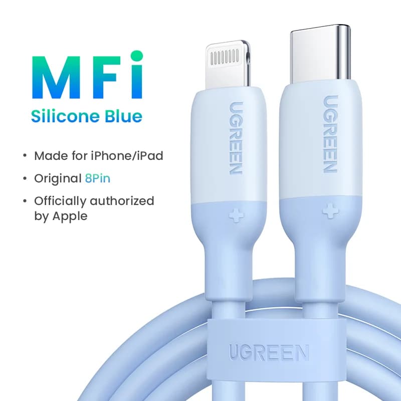 MFi silikono USB-C į Lightning greito įkrovimo kabelis