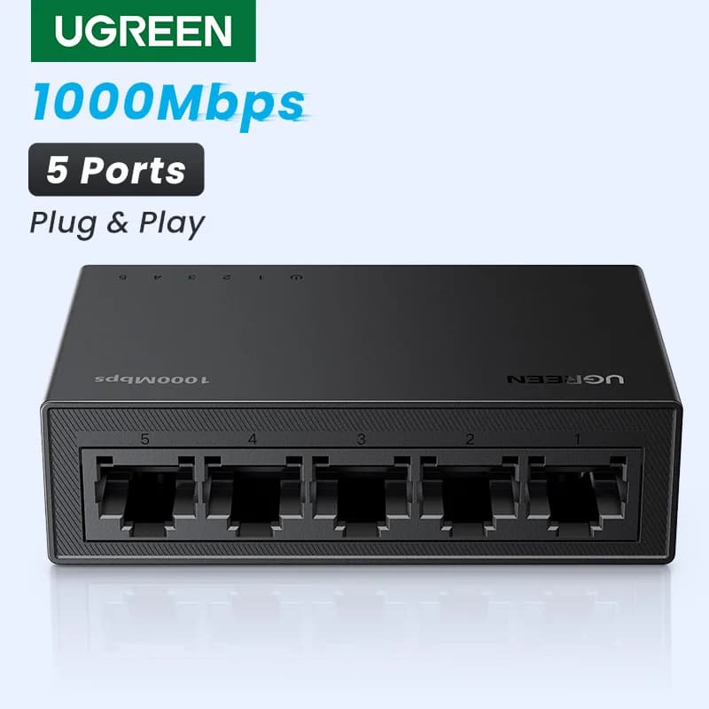 5 prievadų Gigabit Ethernet tinklo jungtukas