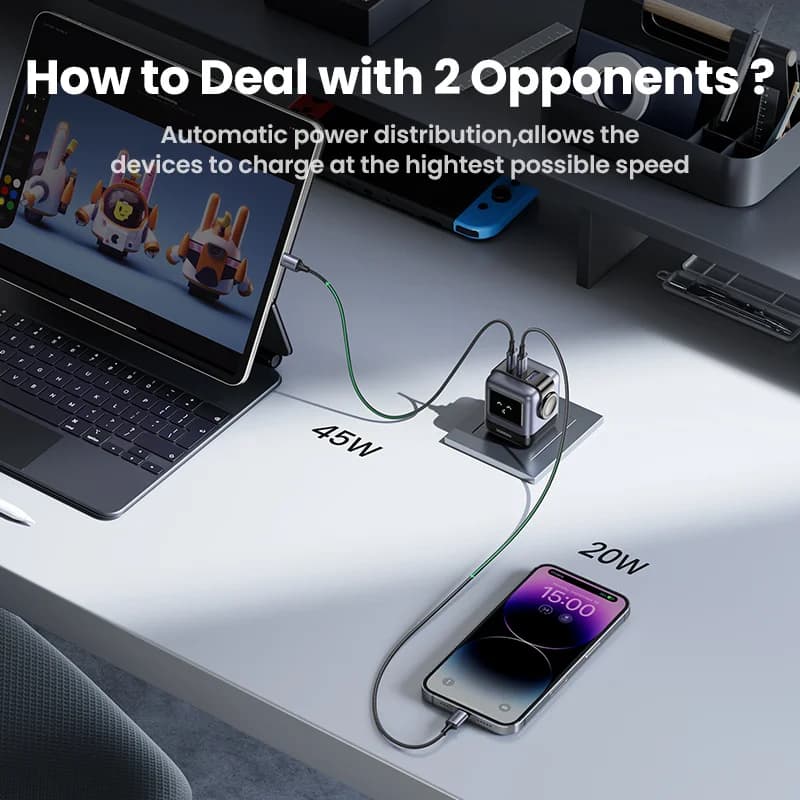 65W GaN USB-C sieninis įkroviklis, US kištukas
