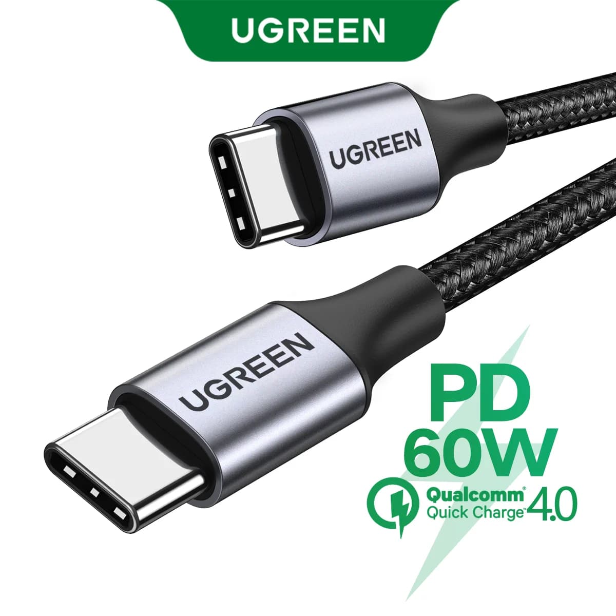 USB-C į USB-C laidas, 60W PD 3.0 greitas įkrovimas