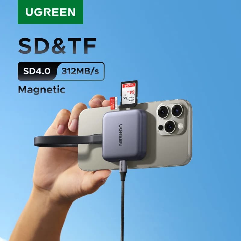 Magnetinis USB-C SD ir TF kortelių skaitytuvas, 312MB/s