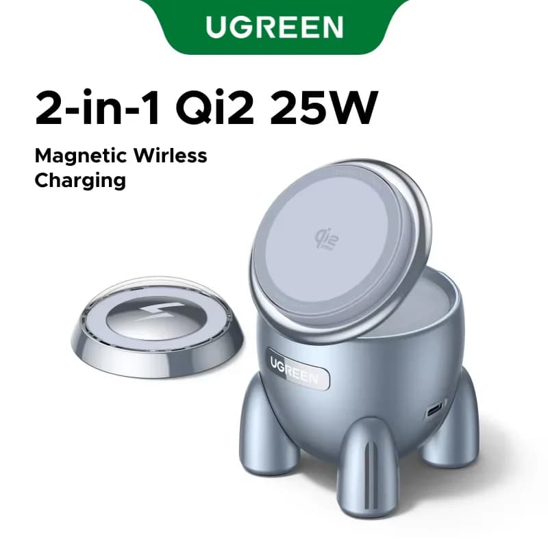 Qi2 25W 2-in-1 magnetinis belaidžio įkrovimo stovas