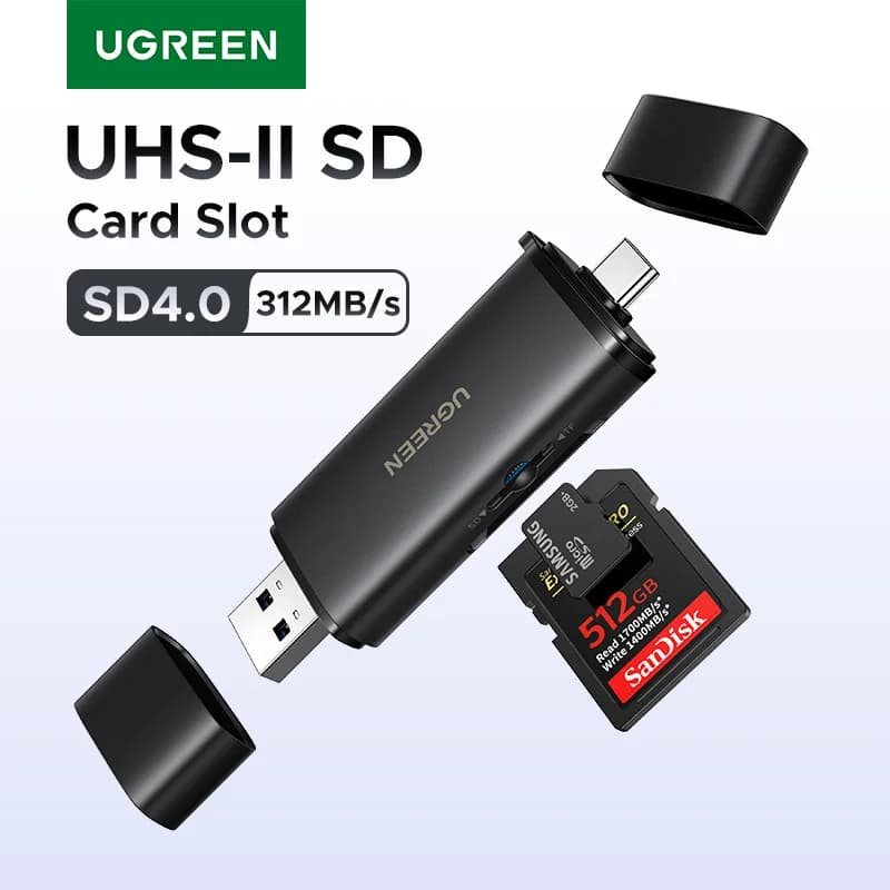 USB-C SD 4.0 kortelių skaitytuvas, 312MB/s