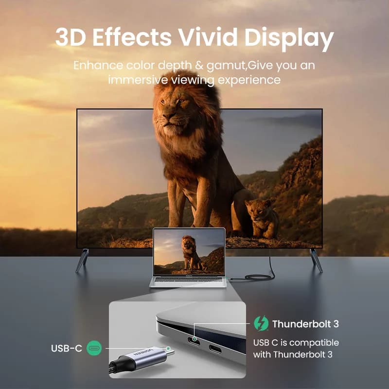 USB-C į HDMI laidas, 4K raiškos vaizdo adapteris