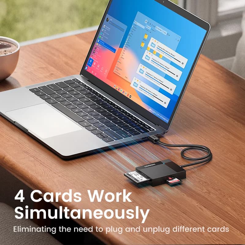 4-in-1 USB 3.0 ir USB-C daugiaformatis kortelių skaitytuvas