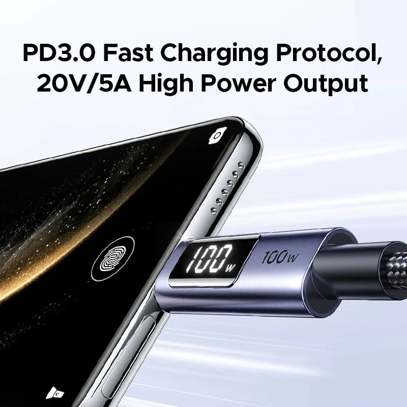 USB-C į USB-C laidas, 100W PD su skaitmeniniu ekranu