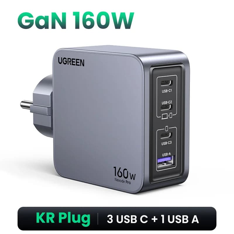 160W GaN USB-C įkroviklis su Korėjos kištuku