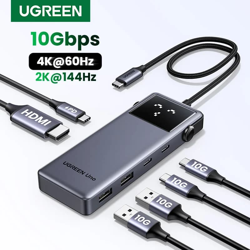 6-in-1 USB-C šakotuvas, 4K60Hz, 100W PD