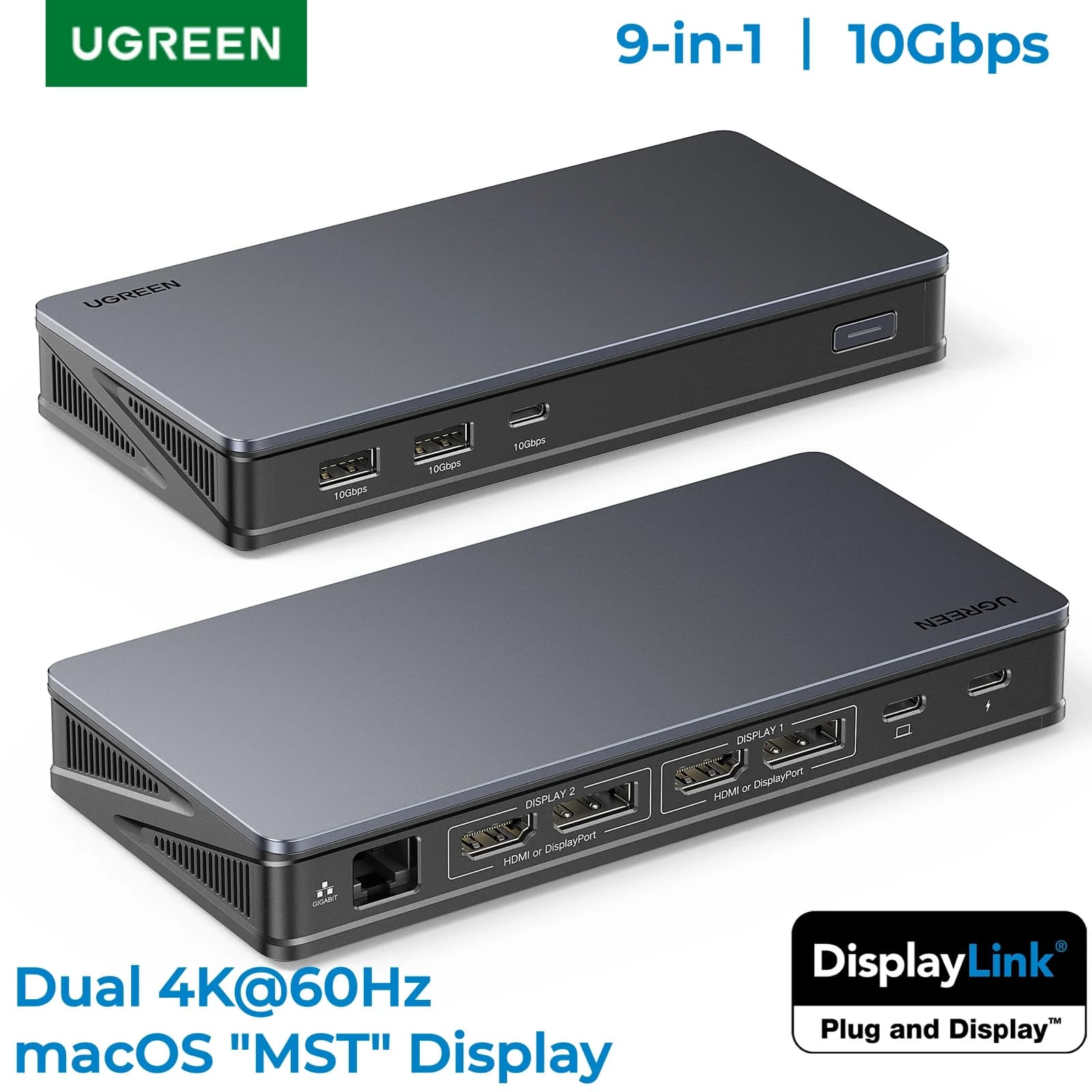 DisplayLink dokavimo stotelė su dviem 4K HDMI ir DP