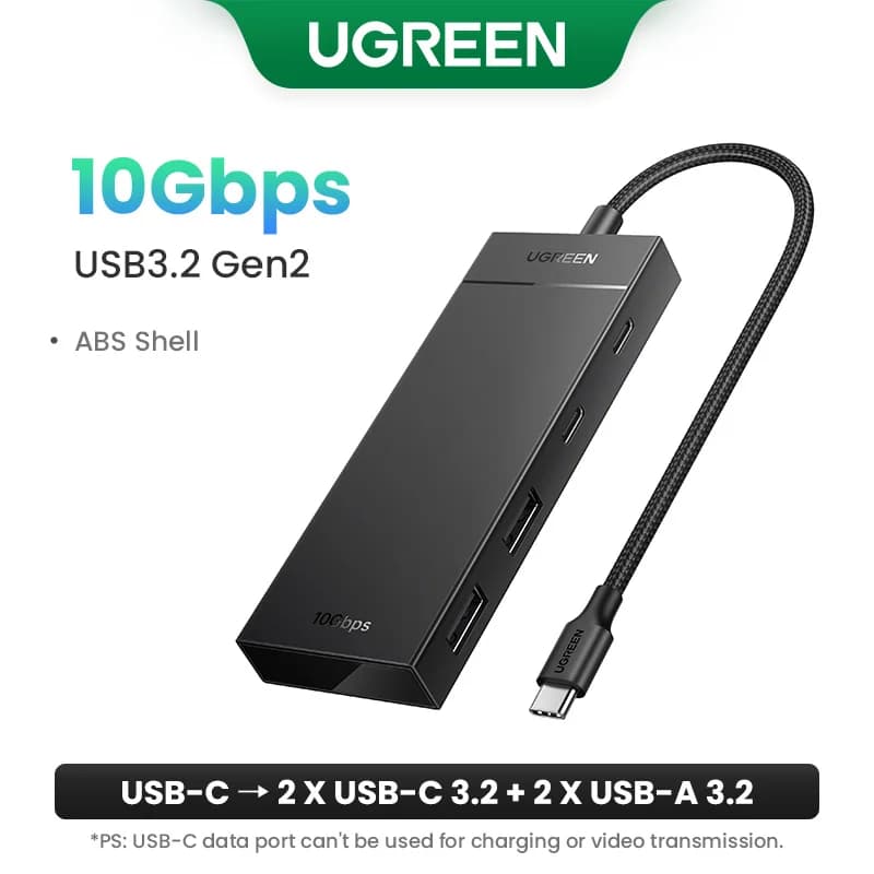 USB-C šakotuvas 4 prievadų 10Gbps Type-C adapteris