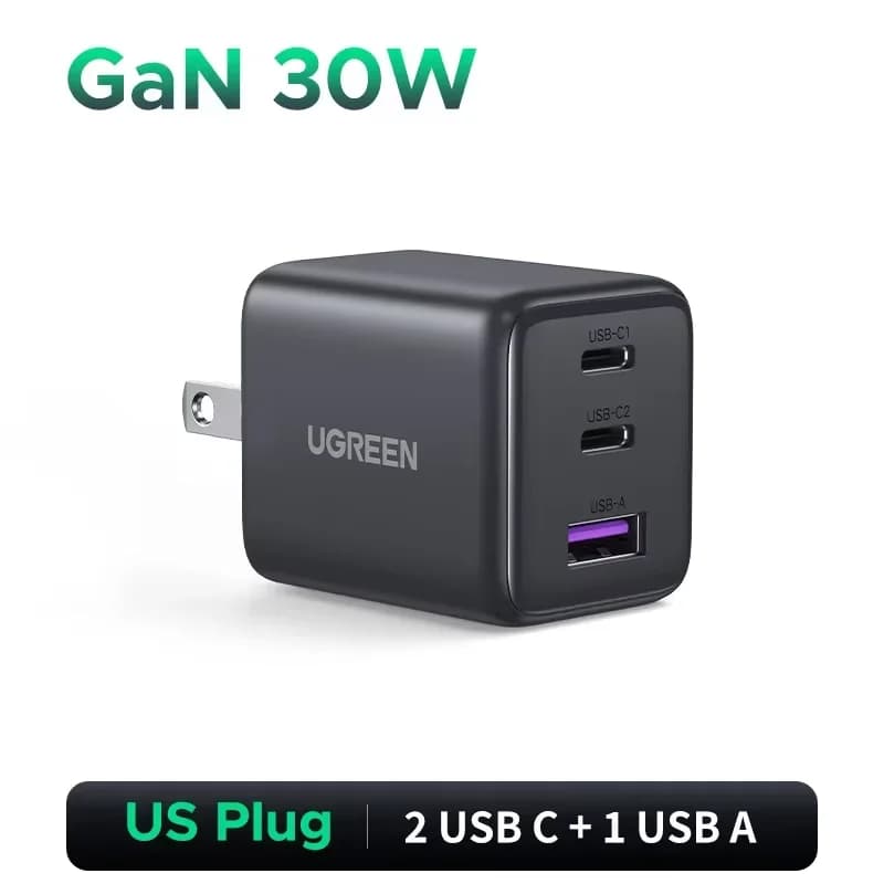 30W GaN USB-C PD įkroviklis, JAV kištukas