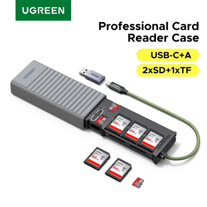 12 vietų USB-C SD/TF kortelių skaitytuvas ir dėklas