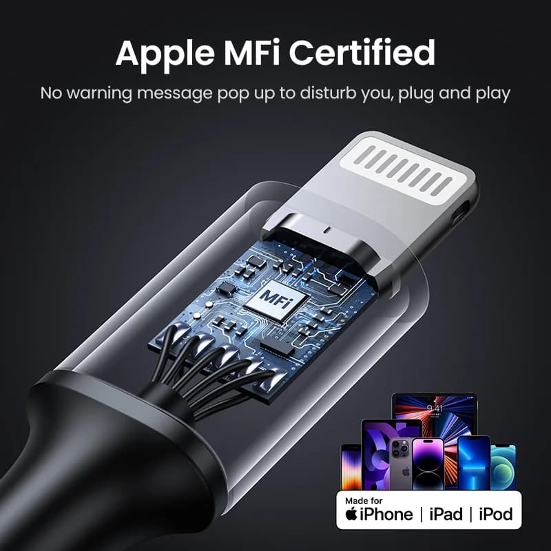 USB-C į Lightning kabelis, 20W PD, MFi
