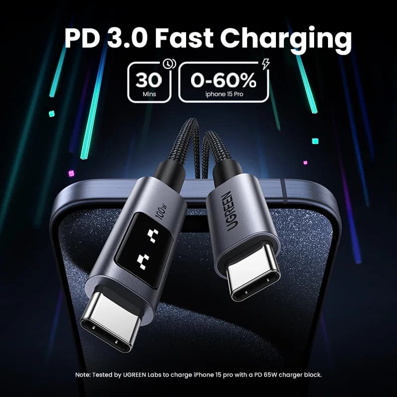 USB-C į USB-C laidas, 100W PD, 0.5-3m