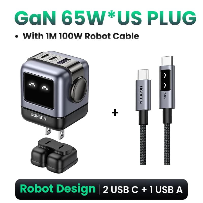 65W GaN USB-C sieninis įkroviklis, US kištukas
