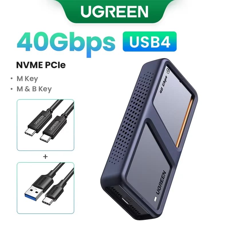 M.2 NVMe/SATA SSD dėklas, 20Gbps USB-C