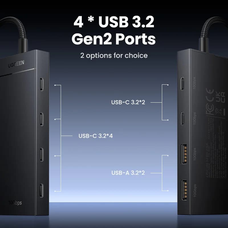 USB-C šakotuvas 4 prievadų 10Gbps Type-C adapteris