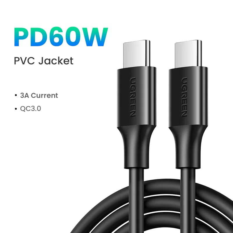 USB-C į USB-C kabelis, 60W PD greitas įkrovimas