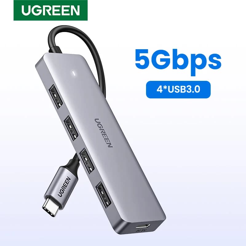 4 prievadų USB-C į USB 3.0 hub splitteris