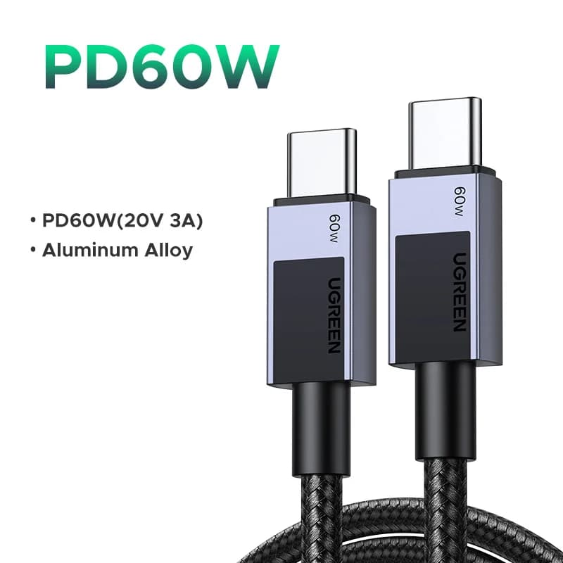 USB-C į USB-C kabelių rinkinys (2 vnt.), 60W PD greitas įkrovimas