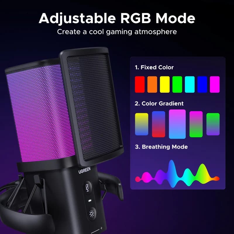 USB mikrofonas su jutikliniu nutildymu ir RGB apšvietimu