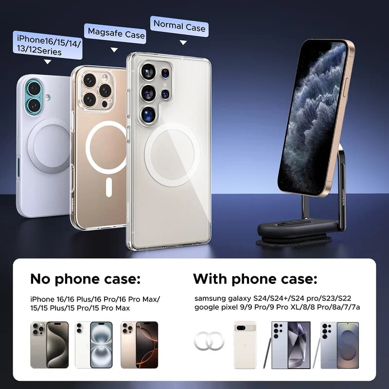 Magnetinė prietaisų skydelio telefono laikiklis, sukamas 360°