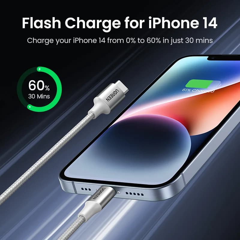 MFi USB-C į Lightning kabelis, 30W PD Greitas įkrovimas
