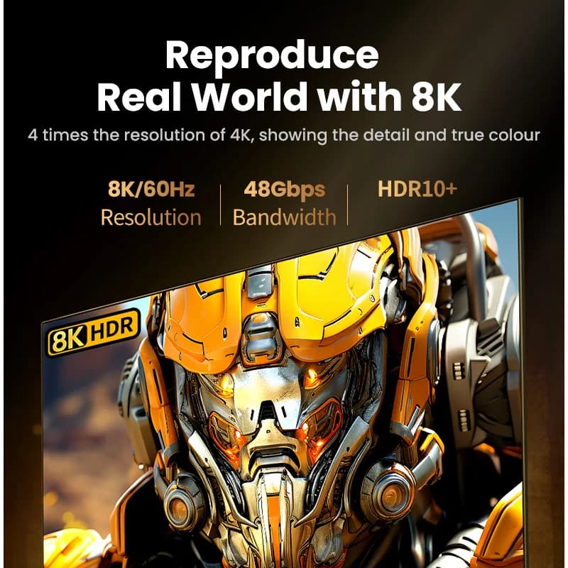8K HDMI kabelis, 60 Hz, 48 Gbps