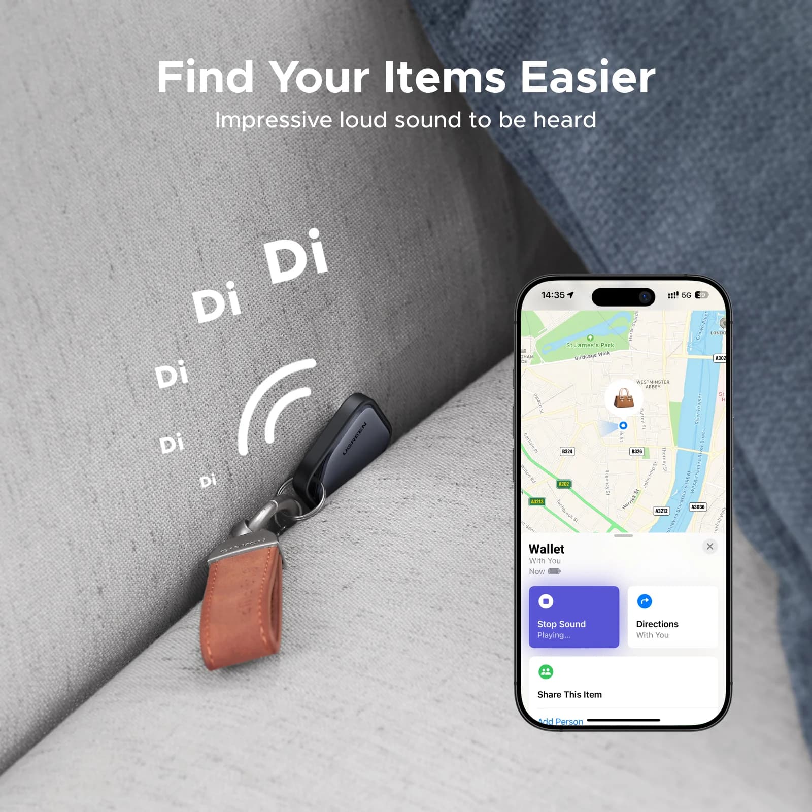Bluetooth išmanusis žymeklis sekliui iOS Find My tinklui
