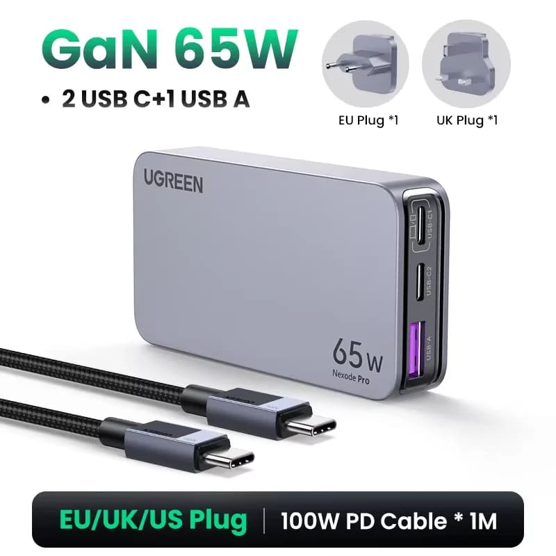 65W GaN USB-C įkroviklis su Quick Charge 4.0