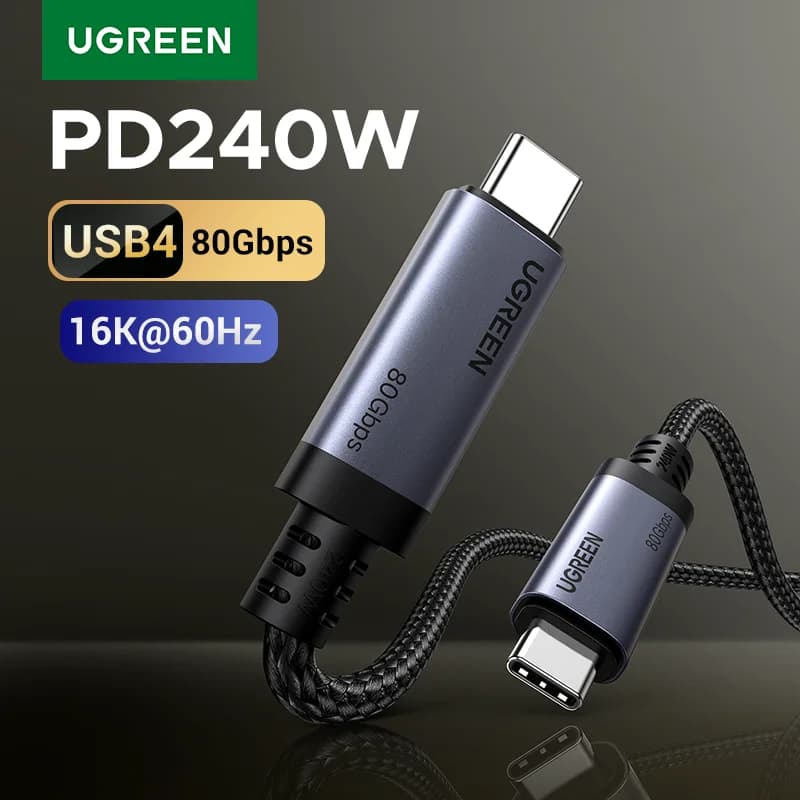 USB4 USB-C kabelis, 240W PD, 80Gbps duomenų perdavimas