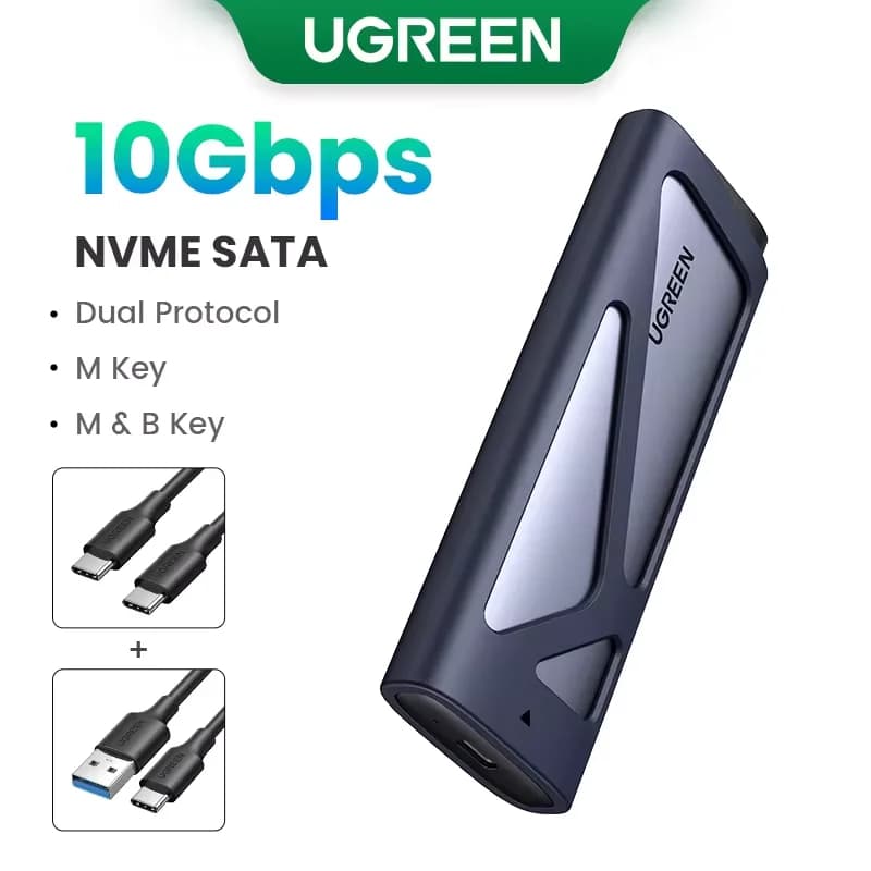 Dviejų protokolų M.2 NVMe/SATA SSD korpusas