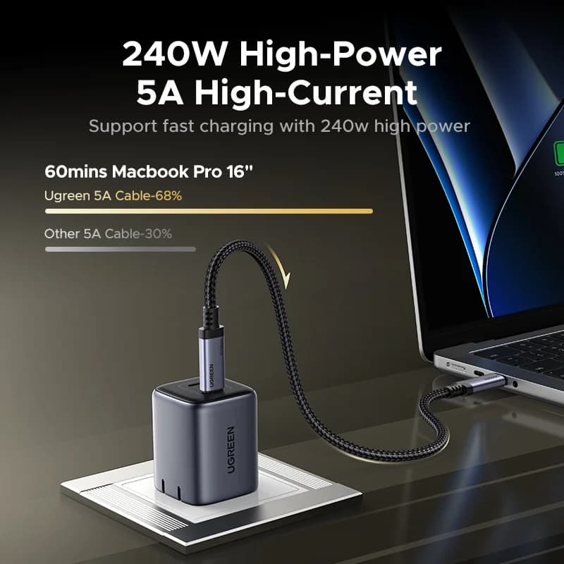 USB4 USB-C kabelis, 240W PD, 80Gbps duomenų perdavimas