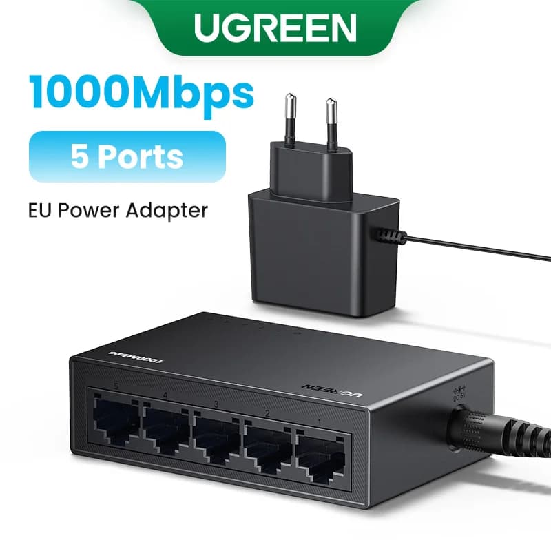 5 prievadų Gigabit Ethernet tinklo jungtukas