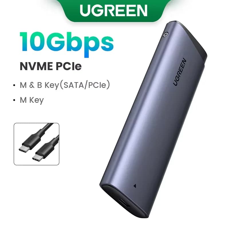 Dviejų protokolų M.2 NVMe/SATA SSD korpusas