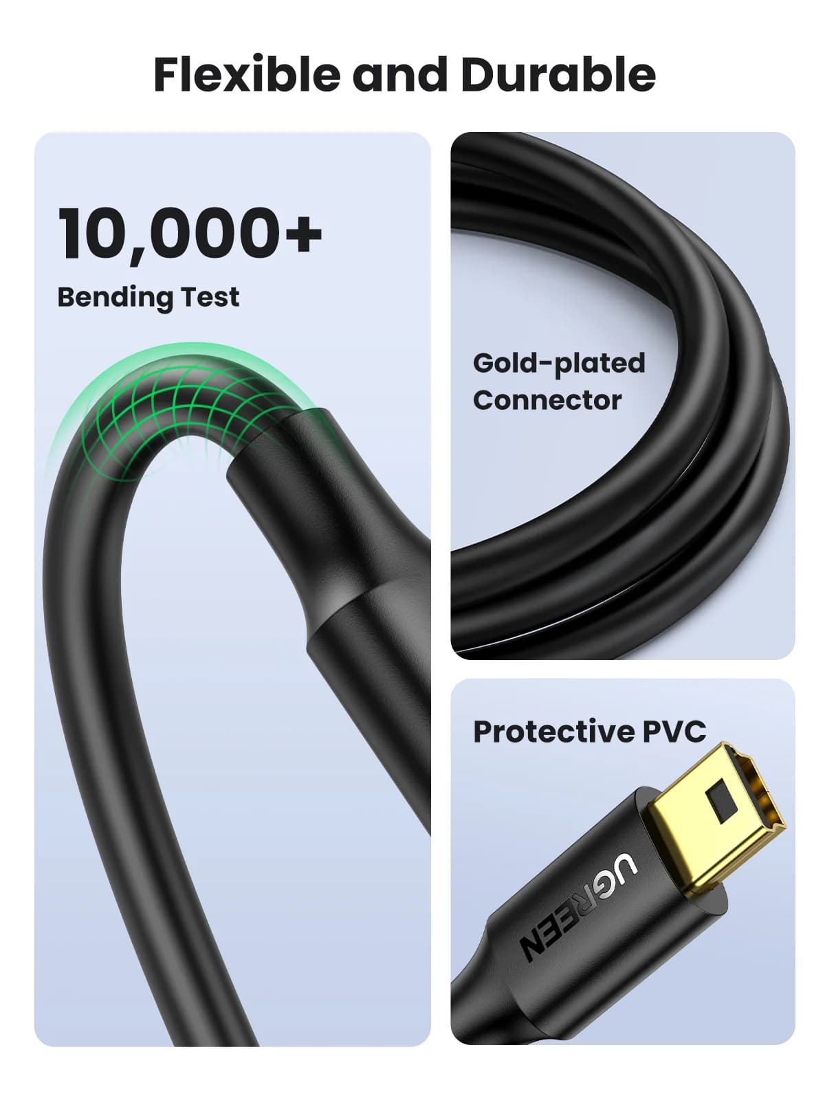 Mini USB – USB duomenų perdavimo ir įkrovimo kabelis
