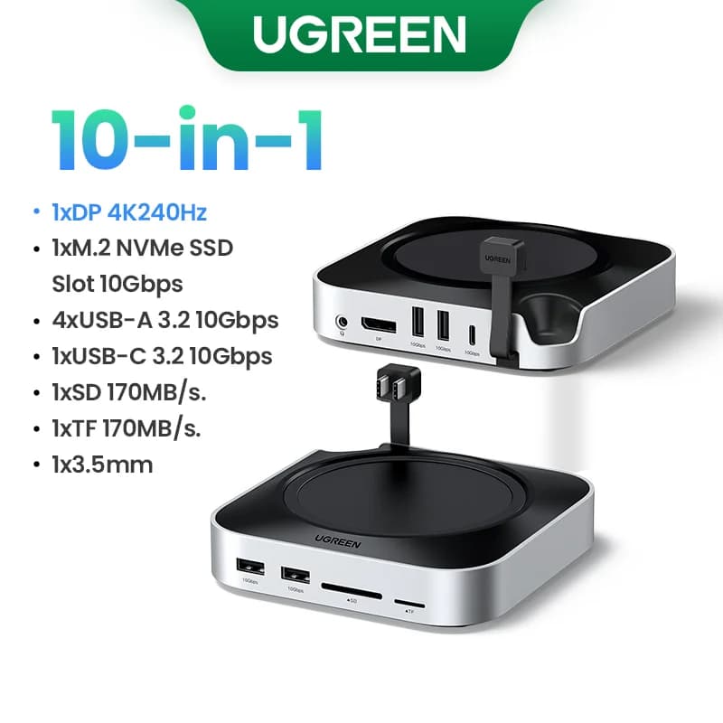 Mac Mini dokavimo stotis su M.2 SSD lizde, 4K DP