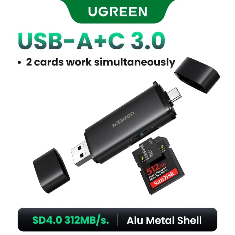 USB-C SD 4.0 kortelių skaitytuvas, 312MB/s