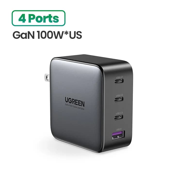 100W GaN USB-C greitojo įkrovimo adapteris su JAV kištuku