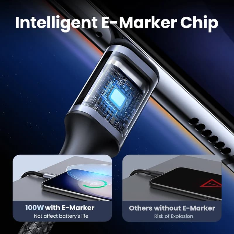 2 vnt. 100W USB-C į USB-C PD laidų rinkinys