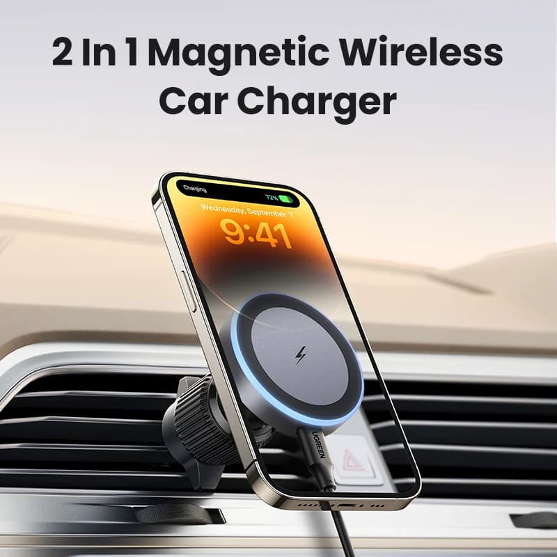 Qi2 magnetinis belaidis automobilinis stovas-kroviklis, 25W
