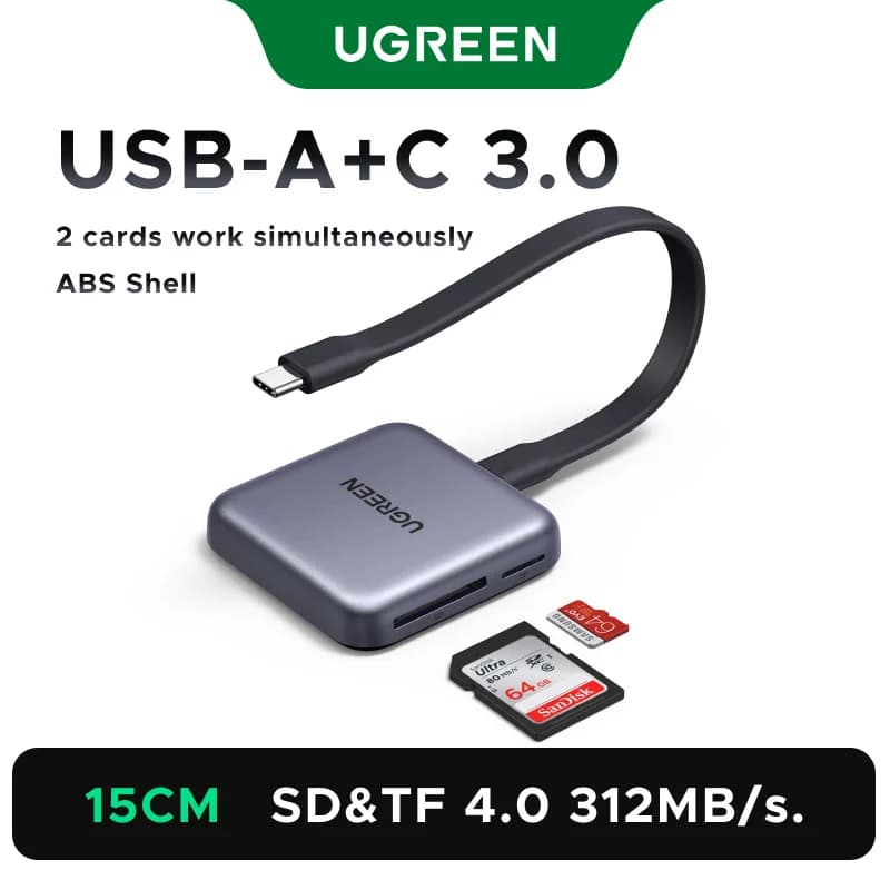 Magnetinis USB-C SD ir TF kortelių skaitytuvas, 312MB/s