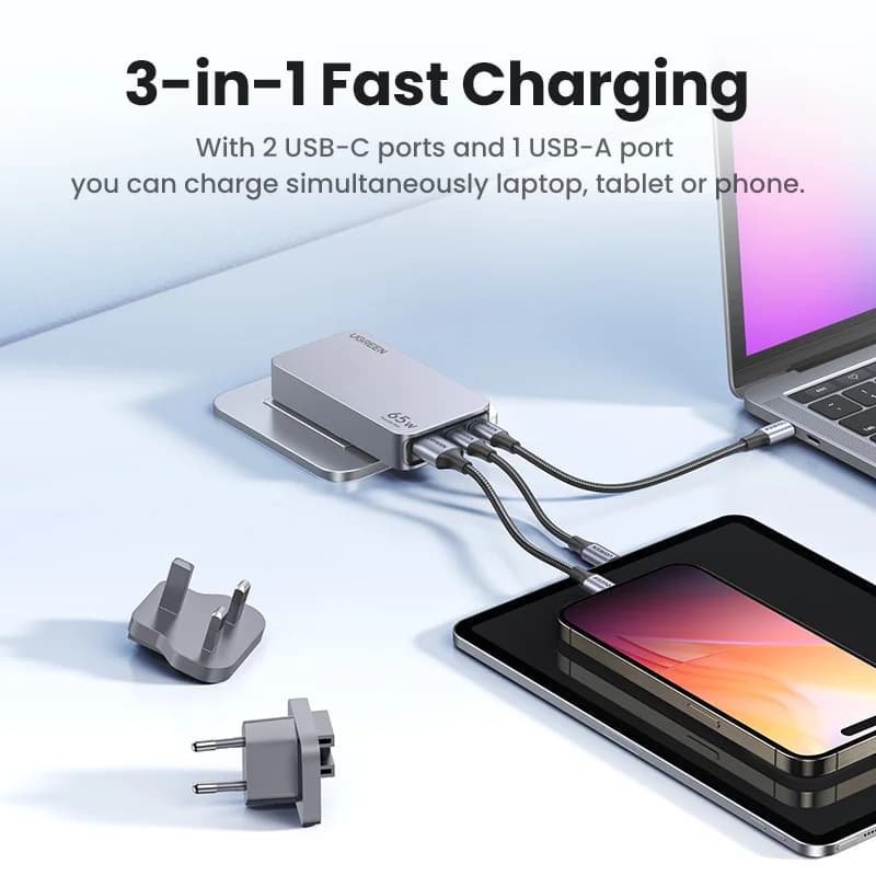 65W GaN USB-C įkroviklis su Quick Charge 4.0