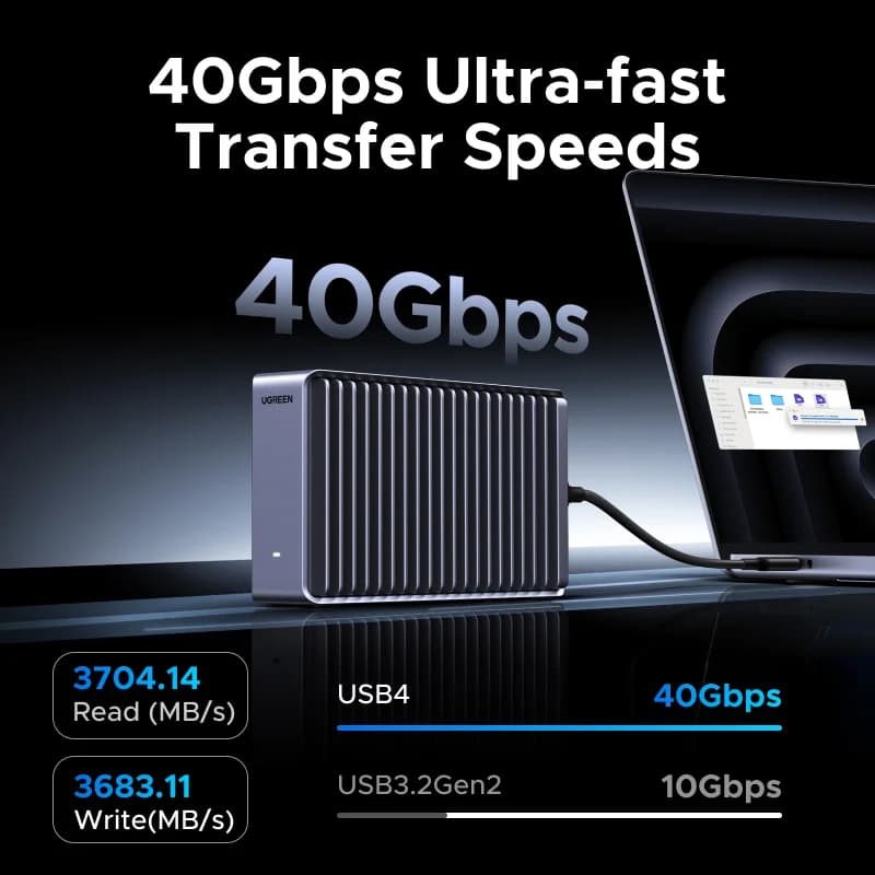 USB4 M.2 NVMe SSD korpusas, 40Gbps, Thunderbolt