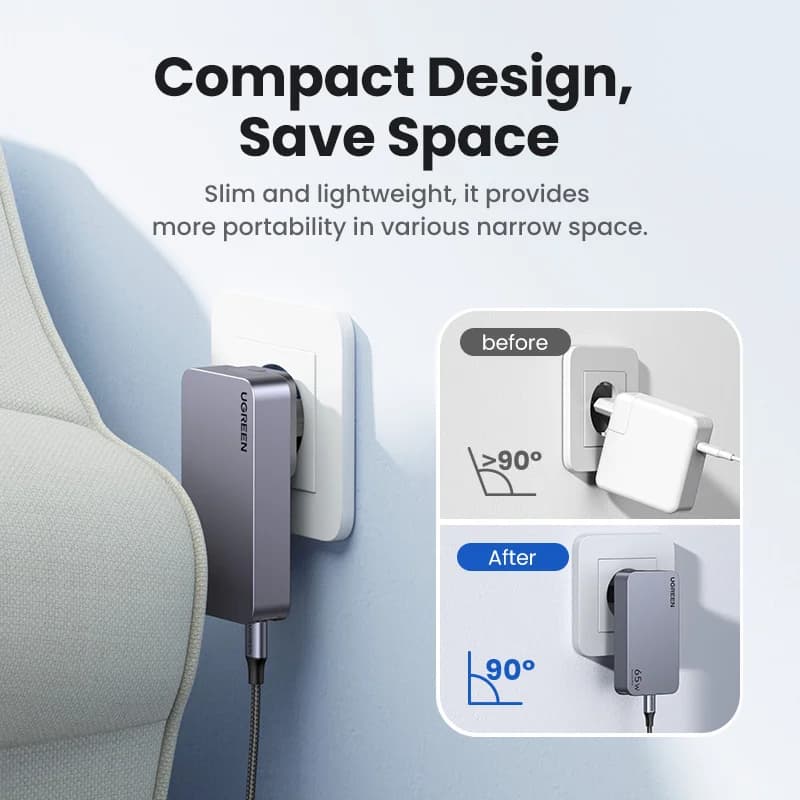 65W GaN USB-C įkroviklis su Quick Charge 4.0