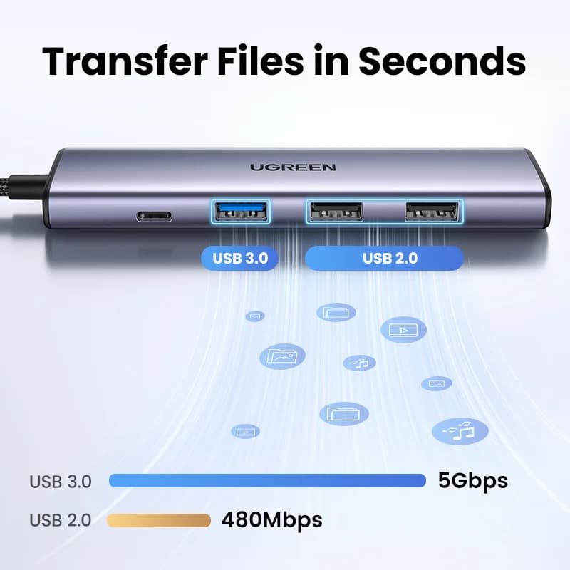 USB-C hubas su 4K HDMI, SD/TF skaitytuvu ir 100W PD