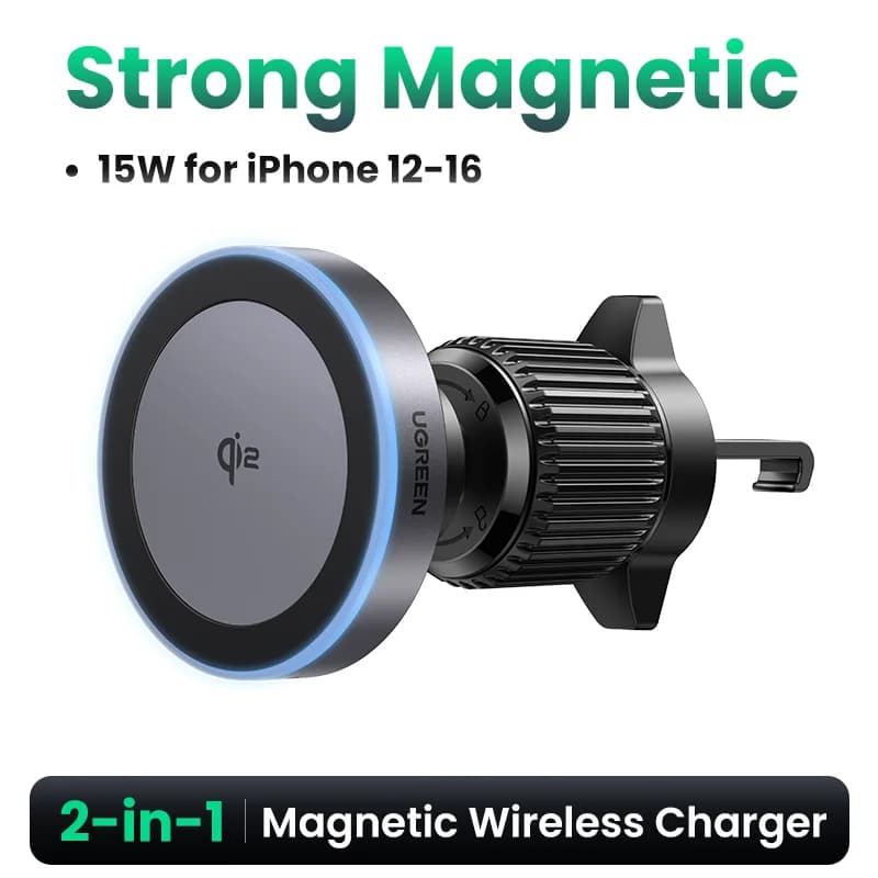 Qi2 magnetinis belaidis automobilinis stovas-kroviklis, 25W
